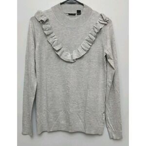 A4 NWT Esmara Heather Gray Long Sleeve Ruffle Sweater Women's Sz Small (4/6)